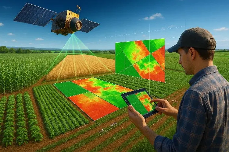 How does satellite data support precision agriculture?