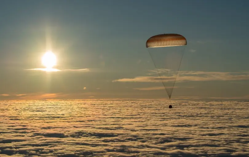 Soyuz MS-21 lands on the Kazakh steppe to complete 195 day mission