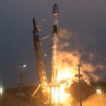 A SpaceX Falcon 9 rocket launches 27 Starlink satellites to orbit from Vandenberg Space Force Base in California on Sept. 19, 2026. (Image credit: SpaceX)
