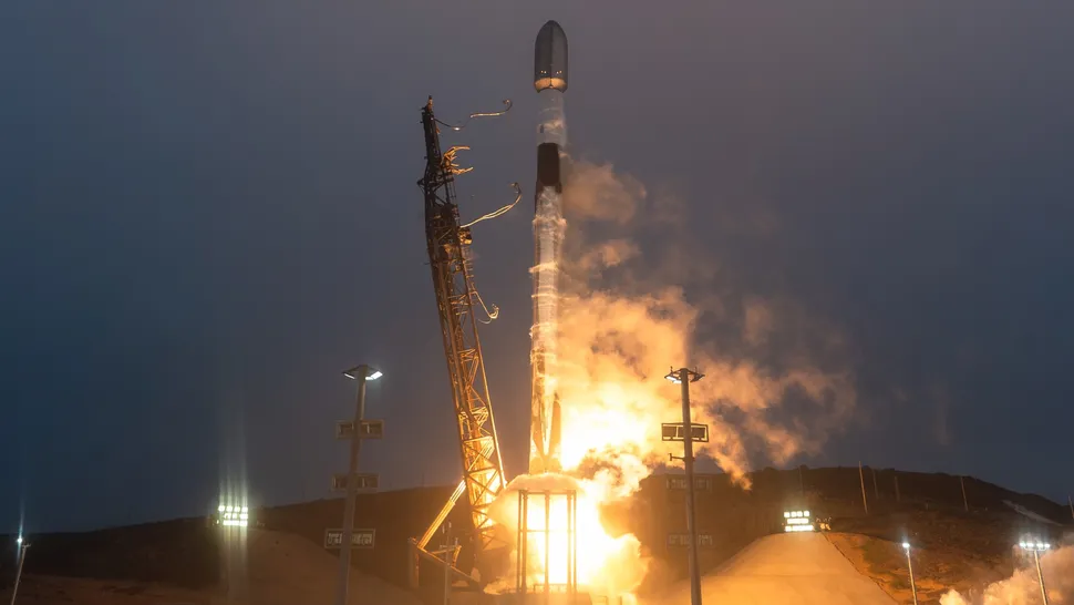 A SpaceX Falcon 9 rocket launches 27 Starlink satellites to orbit from Vandenberg Space Force Base in California on Sept. 19, 2026. (Image credit: SpaceX)