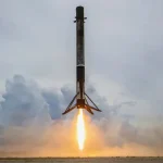 A SpaceX Falcon 9 rocket touches down at Cape Canaveral Space Force Station in Florida after launching the Transporter-2 rideshare mission to orbit on June 30, 2021. (Image credit: SpaceX)