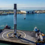 Of Course I Still Love You berthing at Port Canaveral with a Falcon 9 booster – SpaceX