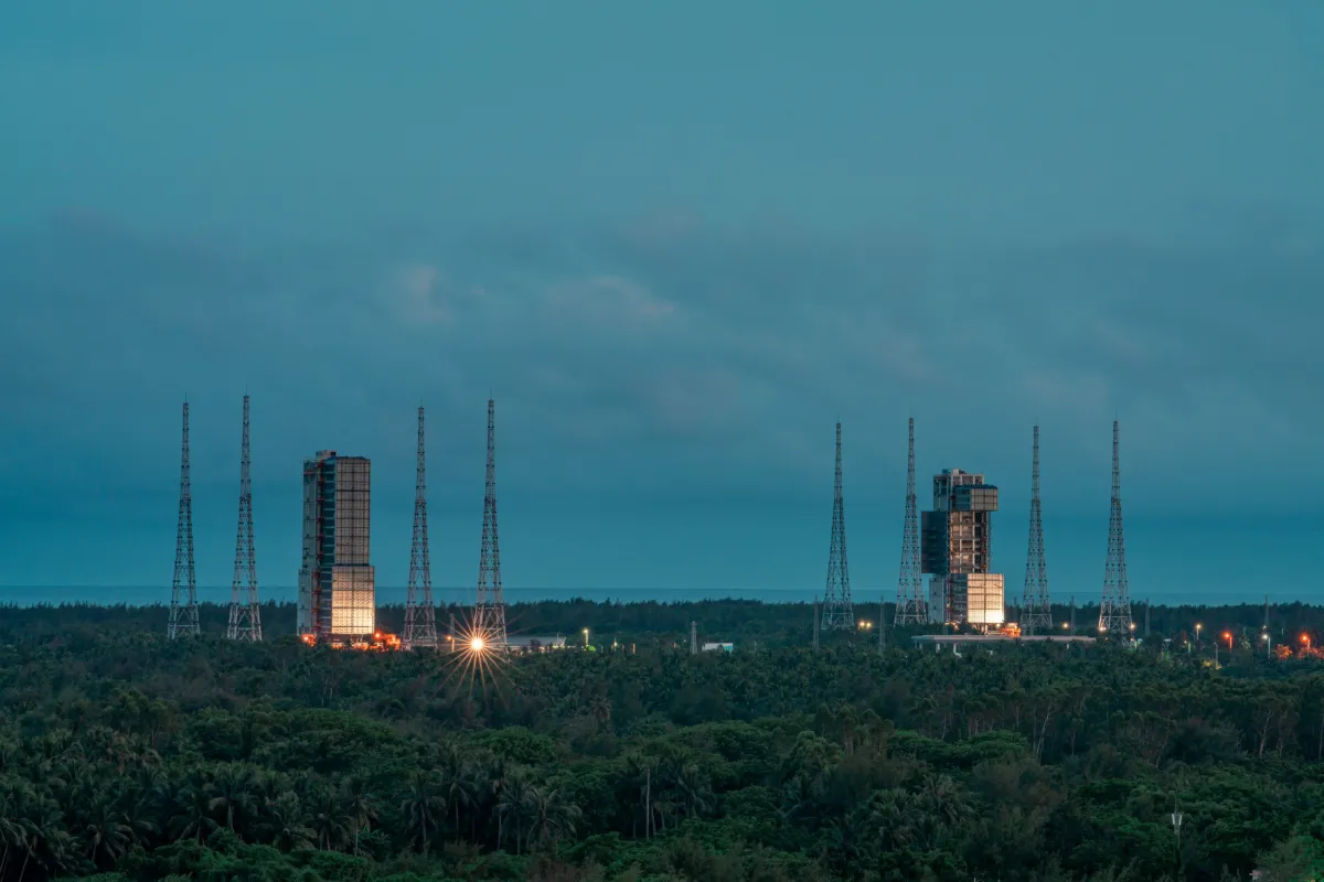Wenchang Space Launch Site at night. Photo by Du Xinxin.