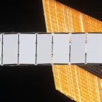 Nadir view of the S4 Truss radiator, taken by an STS-130 crewmember aboard the orbiter Endeavour during its approach for joint operations with Expedition 22. An S4 solar array wing (SAW) is also visible.