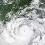 Satellite view of Typhoon Yagi approaching southern China. Image credit: NASA Earth Observatory/Michala Garrison.