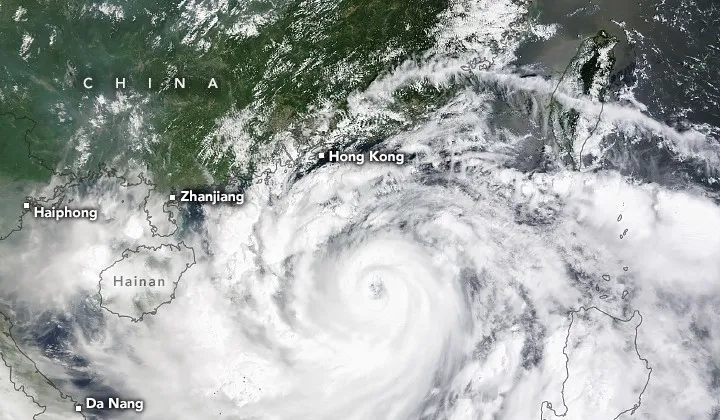 Satellite view of Typhoon Yagi approaching southern China. Image credit: NASA Earth Observatory/Michala Garrison.