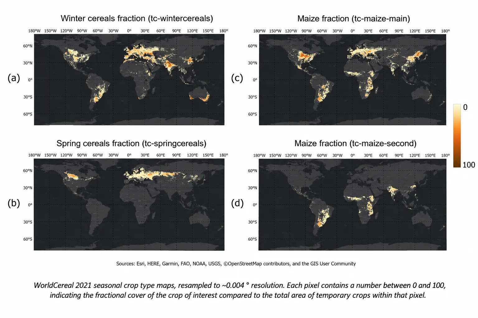 WorldCereal 2021 seasonal crop type maps